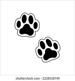 animal paw print black white vector icon