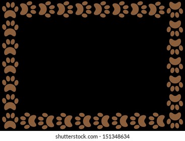 Animal Paw Print Border. Vector