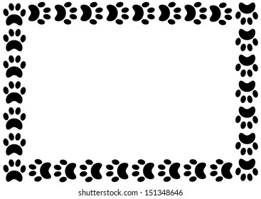 Animal Paw Print Border. Vector