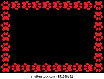 Animal Paw Print Border. Vector