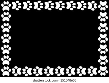 Animal Paw Print Border. Vector