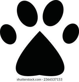Animal Paw Print Icon Set. Black Vector Icons Isolated On Transparent Background