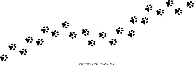 Animal Paw Print Icon Set. Black Vector Icons Isolated On Transparent Background