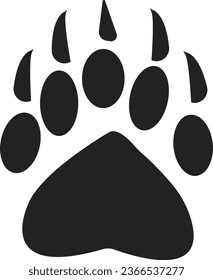 Animal Paw Print Icon Set. Black Vector Icons Isolated On Transparent Background