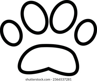 Animal Paw Print Icon Set. Black Vector Icons Isolated On Transparent Background