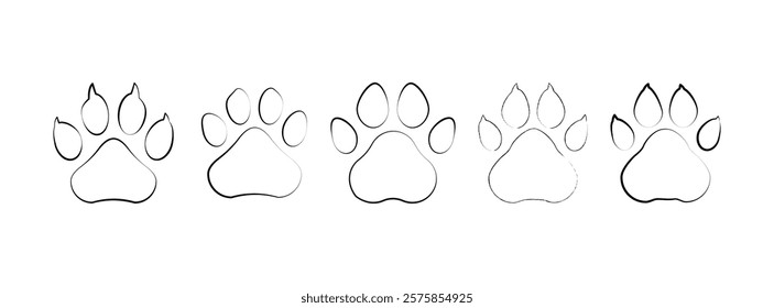 animal paw print icon Set. Paw prints, icon. Vector paw. Dog, puppy, cat, bear, wolf Legs Foot prints. Paw icon vector.