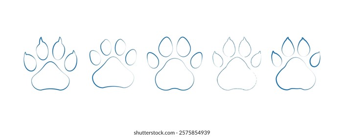 animal paw print icon Set. Paw prints, icon. Vector paw. Dog, puppy, cat, bear, wolf Legs Foot prints. Paw icon vector.