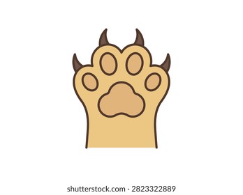 Animal paw print icon with sharp claws isolated on white background vector