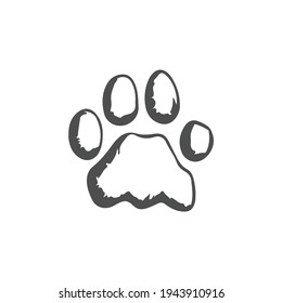 Animal paw print line icon. Dog or cat paw print. Pet footprint sign. Dog track icon. Flat vector illustration