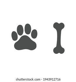Animal paw print line icon. Dog or cat paw print. Pet footprint sign. Dog track icon. Flat vector illustration