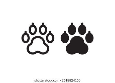 Animal paw print outline and filled icon Vector