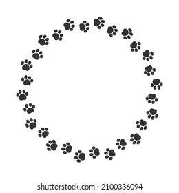 Animal Paw Print Round Border Frame Stock Vector (Royalty Free ...