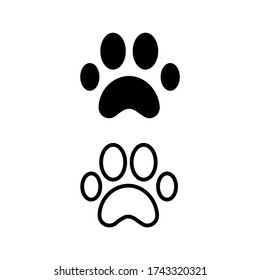 Animal paw print set. Dog icon. Vector illustration