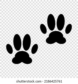 Animal paw print silhouette icon. Cat and dog paw symbol. Vector.