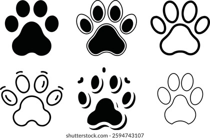 Animal Paw Print Vector Icons Set