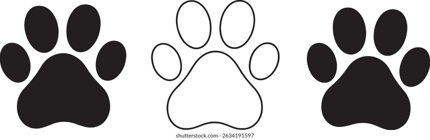 Animal Paw Print Vector Icons and Silhouettes