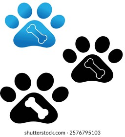 animal paw print vector.Animal paw print vector icon. Dog or cat footprint trail sign with grunge texture. Pet foot shape mark symbol. Petshop store or vet logo.