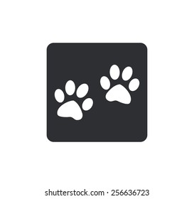 Animal paw prints icons Rounded squares button, 