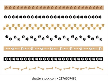 Animal Paw Prints Stripe Border Divider Collection Vector Image