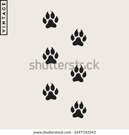 Animal paw prints. Wolf paw prints vector