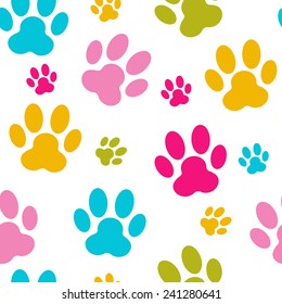 Animal Paw Seamless Pattern Background Vector Illustration