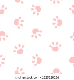 Animal Paw Seamless Pattern Simple Background. Vector Illustration EPS10