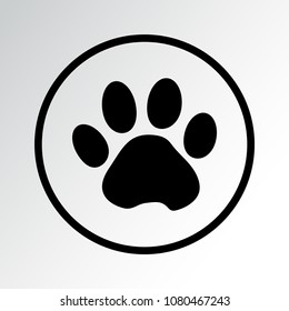 Animal paw track icon. Black silhouette. Vector illustration