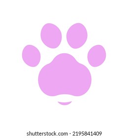 Animal paw vector. Cat dog paw pink isolated on white. Paw template
