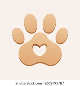 Animal paw vector illustration in pastel colors isolated on beige background.	