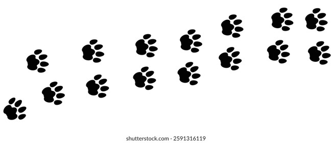 Animal pawprint trail. Footprints Vector illustration isolated in white background