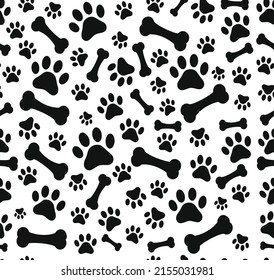 
animal paws, bones vector seamless pattern