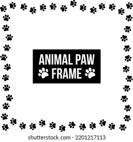Animal Paws Frame. Dog Paw. Vector Illustration.
