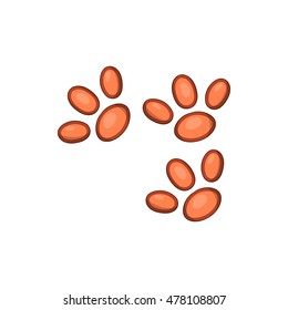Animal paws icon in cartoon style on a white background