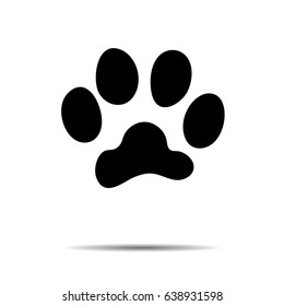 Animal paws icon with shadow on white background
