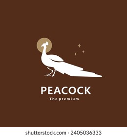 animal peacock natural logo vector icon silhouette retro hipster