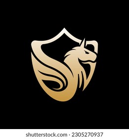 Animal Pegasus Shield Luxury Modern Creative Logo