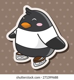 Animal penguin doing sports cartoon theme elements