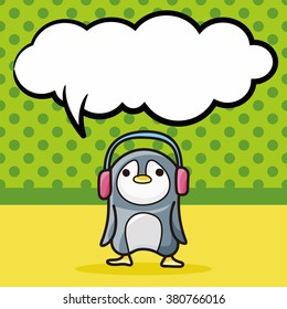 animal penguin doodle, speech bubble
