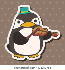 animal penguin playing instrument cartoon theme elements