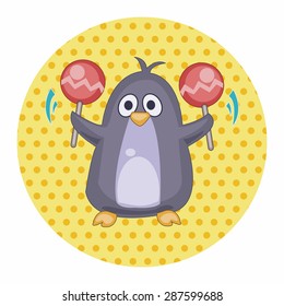animal penguin playing instrument cartoon theme elements
