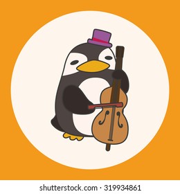 animal penguin playing instrument cartoon theme elements