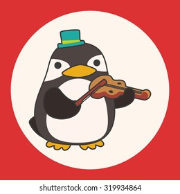 animal penguin playing instrument cartoon theme elements