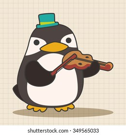 animal penguin playing instrument cartoon theme elements
