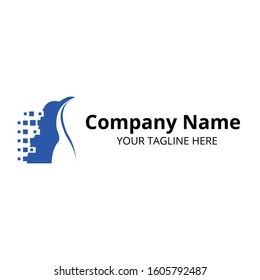 Animal penguin tech logo design template