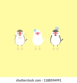 animal pet bird logo label icon sticker with flower in yellow background,flat vector illustration cartoon character costume design isolated minimal