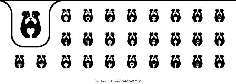 animal pet bulldog flat icon vector designs