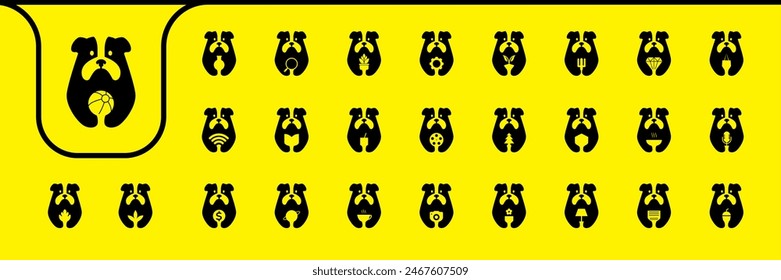 animal pet bulldog flat icon vector designs