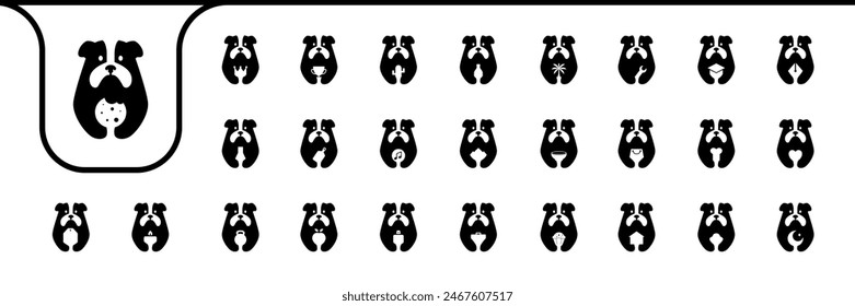 animal pet bulldog flat icon vector designs