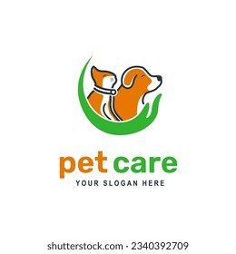 Animal pet care logo. pet store vector illustration