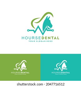 Animal Pet Dental Care with Horse logo vector icon illustration design